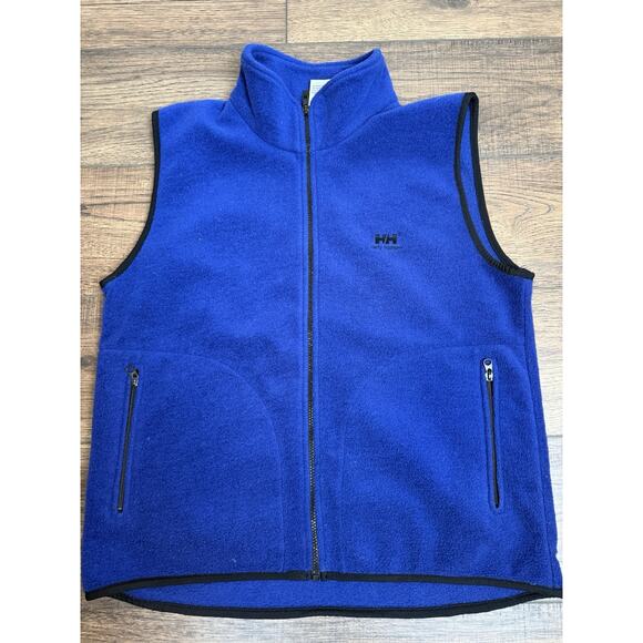 Helly Hansen Vest Men Large Royal Blue Fleece Sweater Jacket Made In USA - Picture 1 of 7